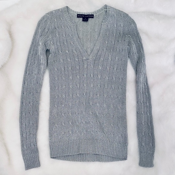 Ralph Lauren Cable Knit Silver Metallic 